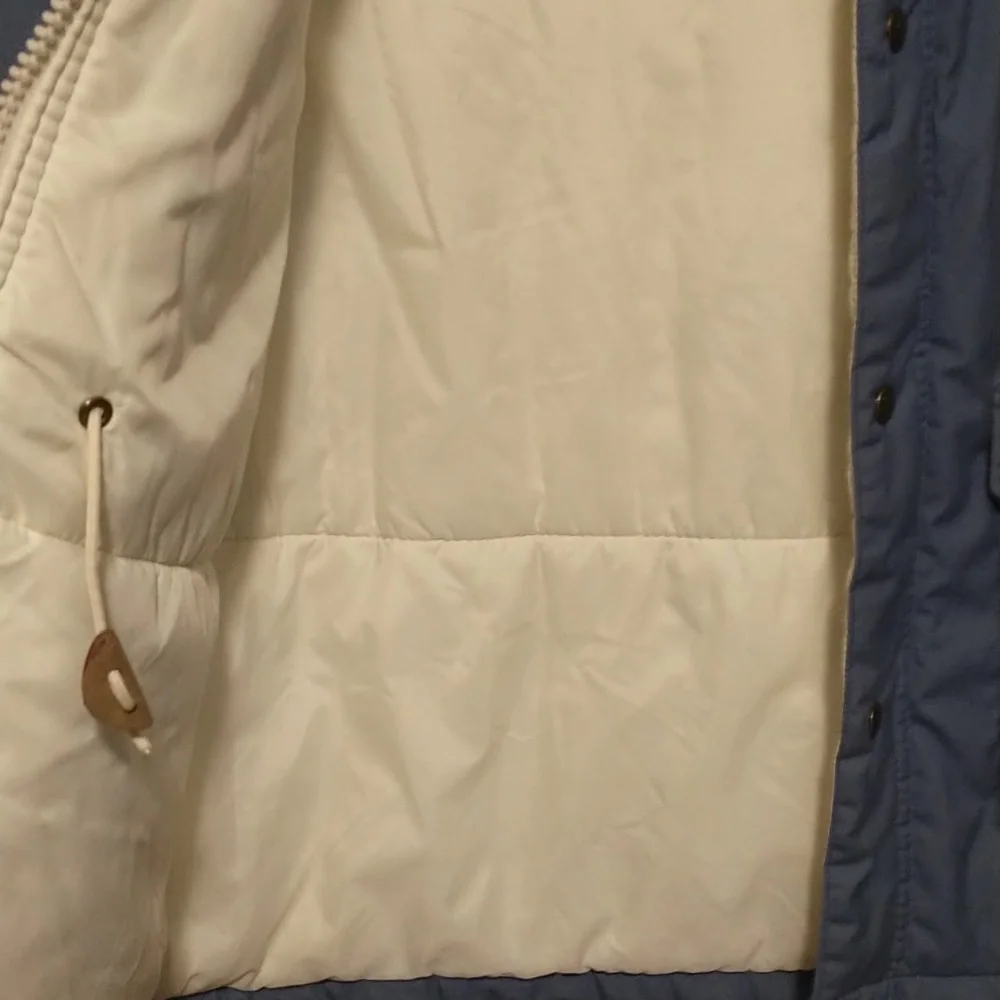 Woolrich woman's size L heavy quilted lined winter parka coat in periwinkle blue - Picture 7 of 16